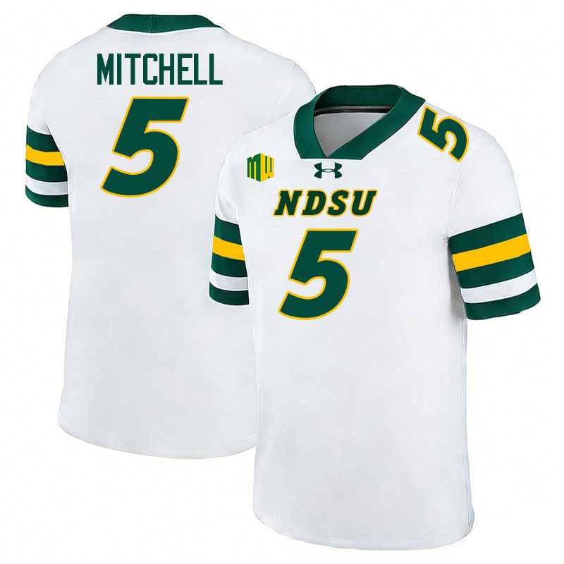 North Dakota State Bison #5 Myles Mitchell College Football Jerseys,Uniforms-White